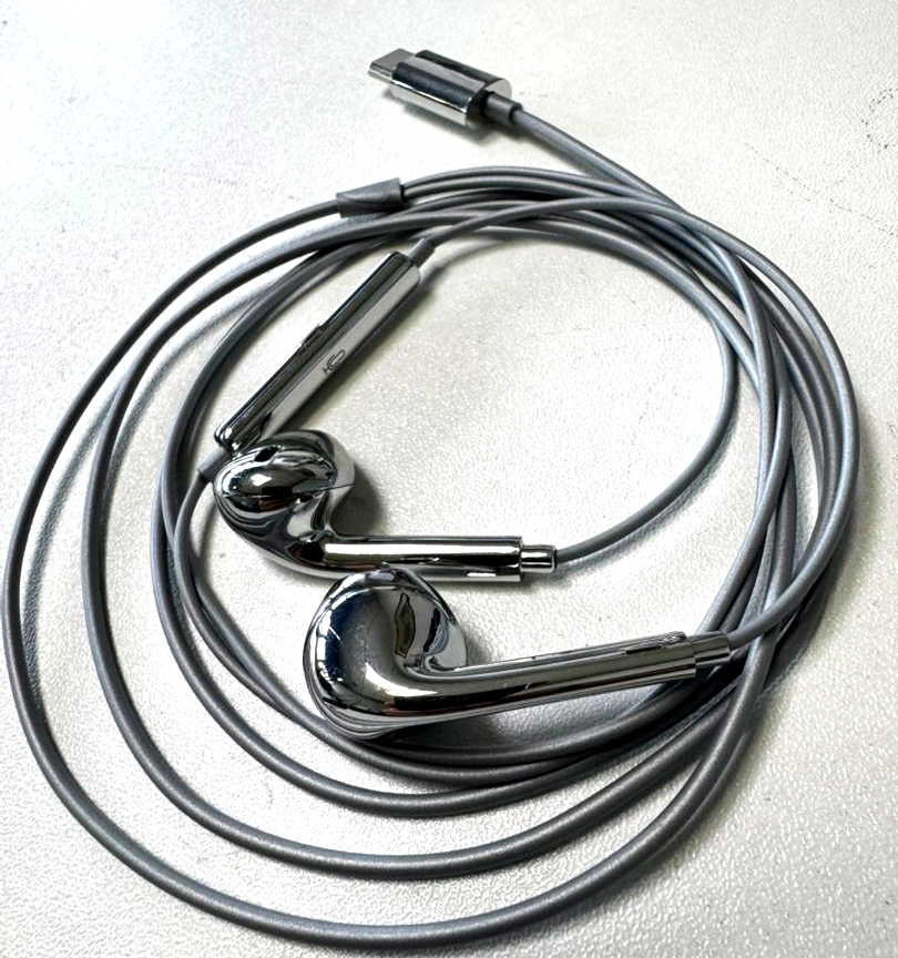Silver Wired Headphones - Real Photo